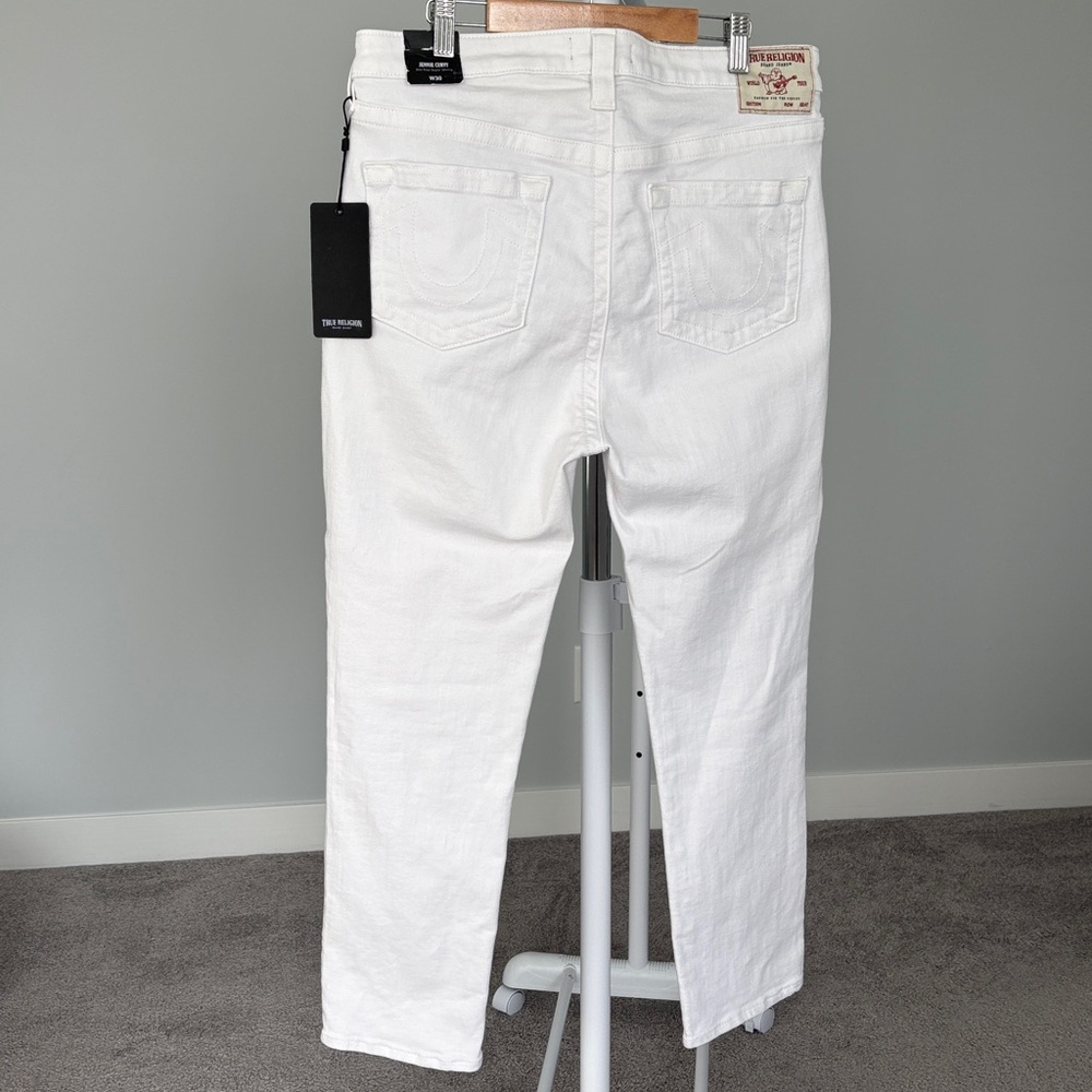 True Religion Jennie Curvy Mid Rise Skinny White Jeans